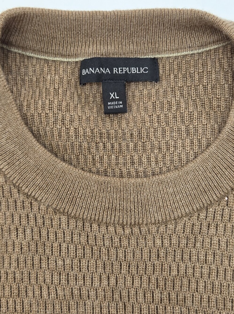 Banana Republic 100% extra fine merino wool lightweight soft tan brown XL